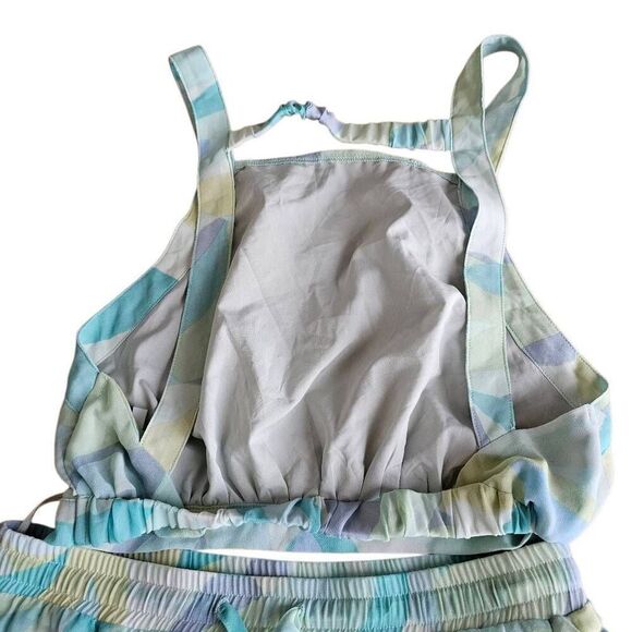 Sky to moon Sz S blue multicolor maxi skirt and open back top set - Picture 2 of 7